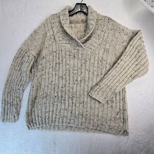 Mens Knit Sweater L? Pullover Shawl Collar Grandpacore Academia Professor Basic‎